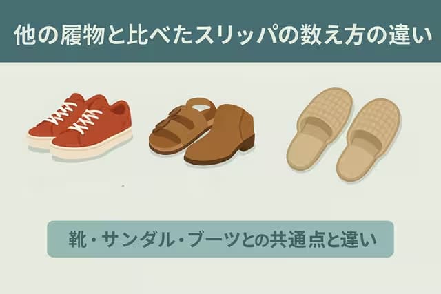 他の履物と比べたスリッパの数え方の違い