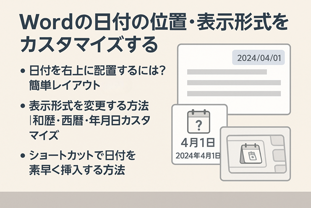 Wordの日付の位置・表示形式をカスタマイズする